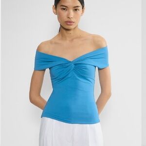 NWOT ARITZIA Splash Blue Original Contour Twist Off-shoulder Top